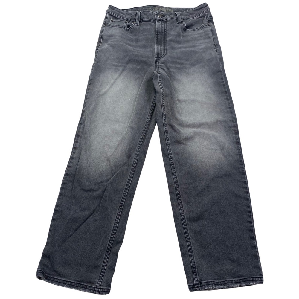 Harley-Davidson High Waisted Ankle Jeans Womens 30 (29.5x27) Gray Faded Biker